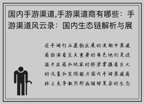 国内手游渠道,手游渠道商有哪些：手游渠道风云录：国内生态链解析与展望